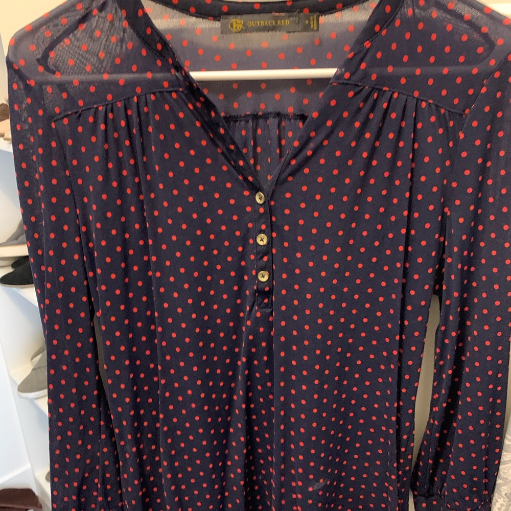Blouse navy with red
